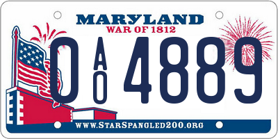 MD license plate 0AO4889