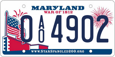 MD license plate 0AO4902