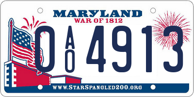 MD license plate 0AO4913