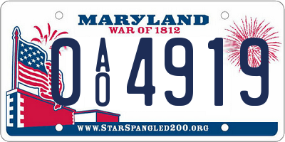 MD license plate 0AO4919