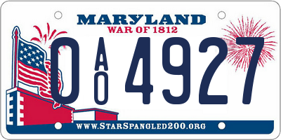 MD license plate 0AO4927