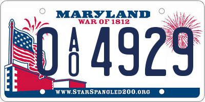 MD license plate 0AO4929