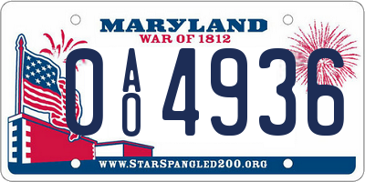 MD license plate 0AO4936