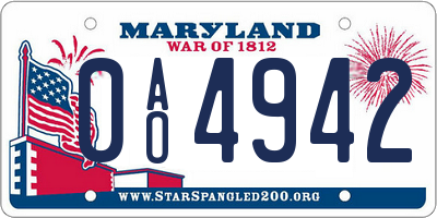 MD license plate 0AO4942