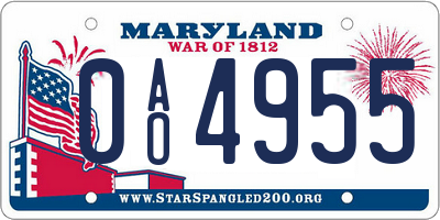 MD license plate 0AO4955