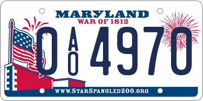 MD license plate 0AO4970