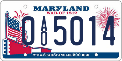 MD license plate 0AO5014