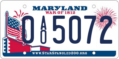 MD license plate 0AO5072