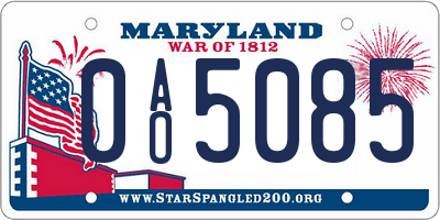 MD license plate 0AO5085