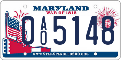 MD license plate 0AO5148