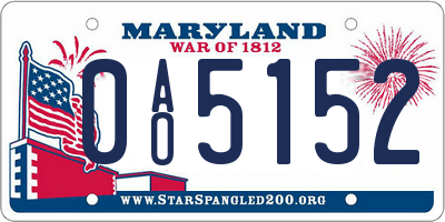 MD license plate 0AO5152