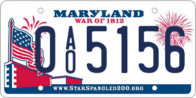 MD license plate 0AO5156