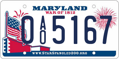 MD license plate 0AO5167
