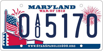 MD license plate 0AO5170