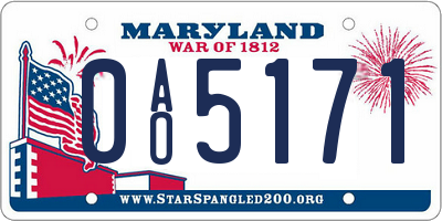 MD license plate 0AO5171