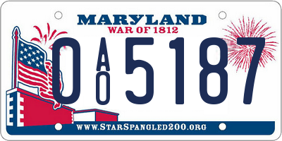 MD license plate 0AO5187