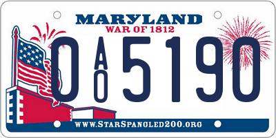 MD license plate 0AO5190