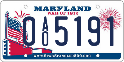 MD license plate 0AO5191