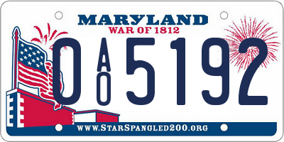 MD license plate 0AO5192