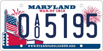 MD license plate 0AO5195