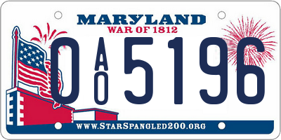MD license plate 0AO5196