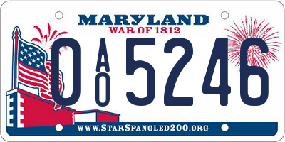 MD license plate 0AO5246