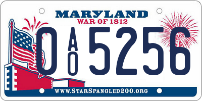 MD license plate 0AO5256