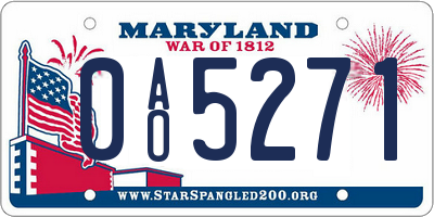 MD license plate 0AO5271