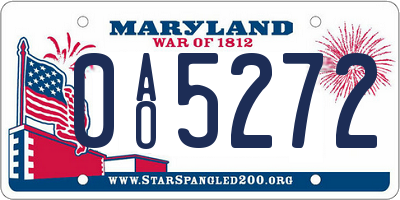 MD license plate 0AO5272