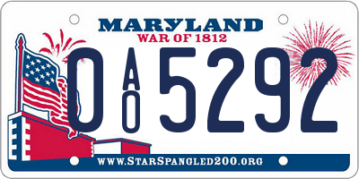 MD license plate 0AO5292
