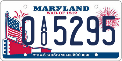 MD license plate 0AO5295