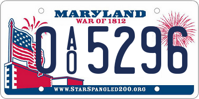 MD license plate 0AO5296
