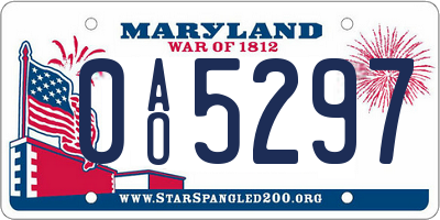 MD license plate 0AO5297