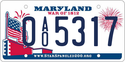 MD license plate 0AO5317