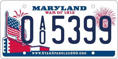 MD license plate 0AO5399