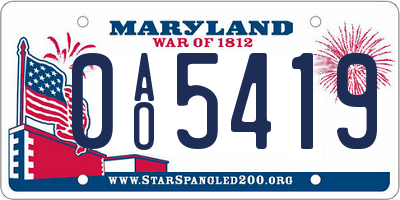 MD license plate 0AO5419