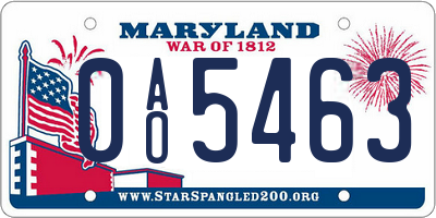 MD license plate 0AO5463