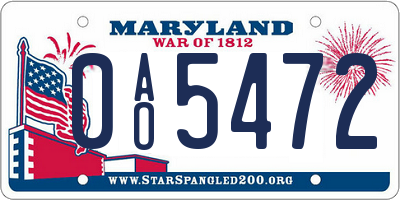 MD license plate 0AO5472