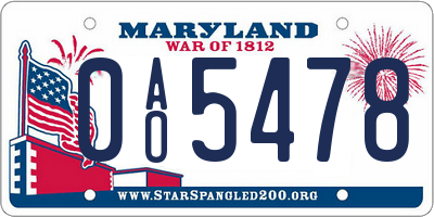 MD license plate 0AO5478