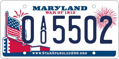 MD license plate 0AO5502