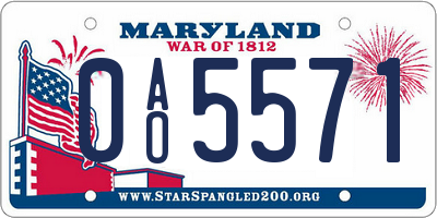 MD license plate 0AO5571