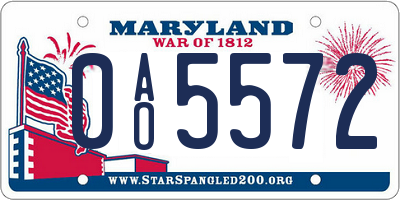 MD license plate 0AO5572