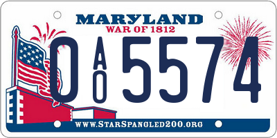MD license plate 0AO5574