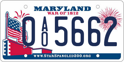 MD license plate 0AO5662
