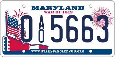 MD license plate 0AO5663