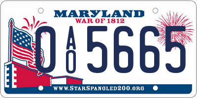 MD license plate 0AO5665