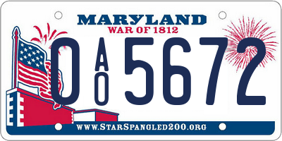 MD license plate 0AO5672