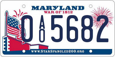MD license plate 0AO5682