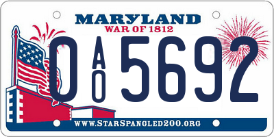 MD license plate 0AO5692