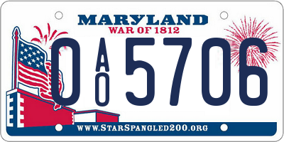 MD license plate 0AO5706